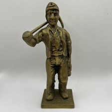 Vintage Solid Brass Coal Miner Figurine 1267g