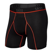 Saxx Kinetic Light Compression Mesh Boxer Briefs, Black/Vermillion