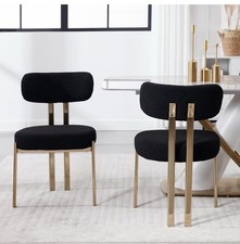 Dining Chairs Set of 2 in Faux Fur Upholstered Accent Side Chairs