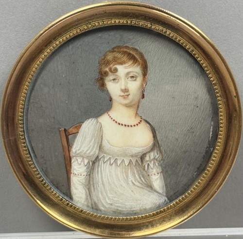 Antique portrait miniature - antique, portrait,