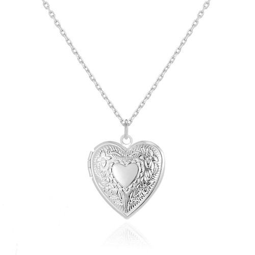 Silver plated heart locket - heart,