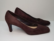 M&S SIZE 6UK EUR39.5 WOMENS BROWN SUEDE LEATHER SLIP ON HIGH HEELED COURT SHOES