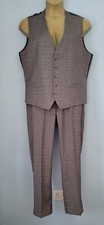 Taylor & Wright 2 Piece Trouser & Waistcoat Set XL  34s Regular Grey Black Mauve