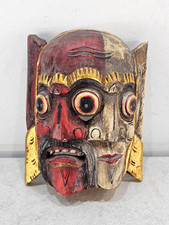 Vintage Double Face Mask Carved Wood Folk Art Hand Made & Painted