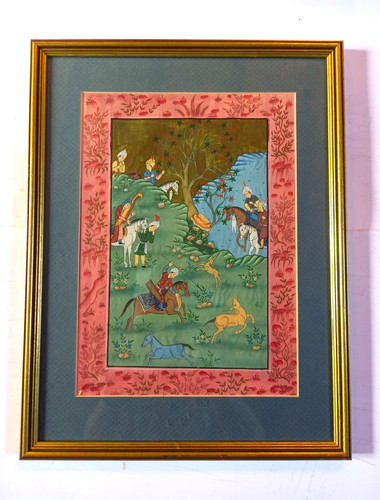 Framed mughal painting on - framed,