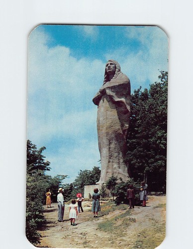 Postcard black hawk statue - black,