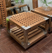 Sofa Workshop Knuckle Joint Side Table 60×60 in Reclaimed Teak & Steel RRP £1395