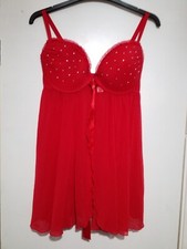 No Secrets Woman's red  Sexy Lingerie Open Front Baby Dol  36D