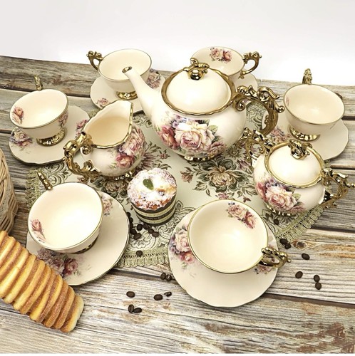 Gold tea set piece - set, 15