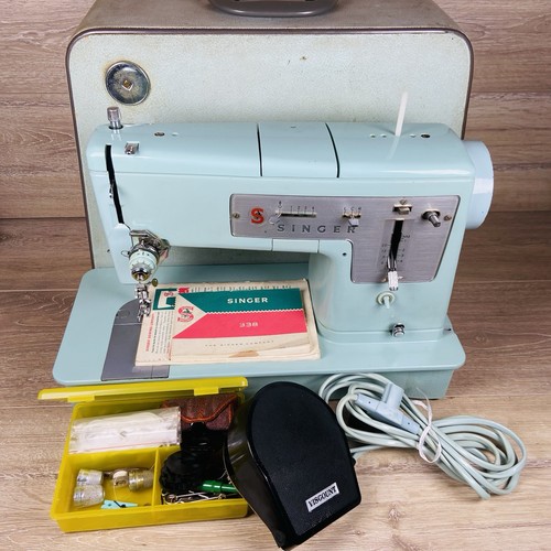 Singer 338 vintage blue sewing - singer,