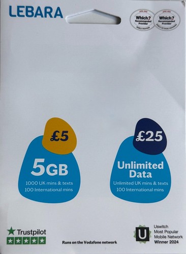 Pay you lebara 5gb sim - pay, as