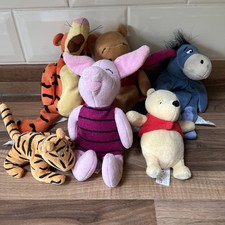 Winnie The Pooh Beanies Plush  x 6 - Winnie Tigger Eeyore Piglet vintage rare  