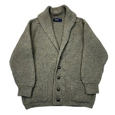 Vintage Pringle Knit Cardigan 100% Wool Chunky Green Mens Large