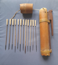 Antique Bamboo Blowpipe / Blowgun Tolor (quiver) with darts - Malaysia Borneo