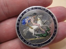 Antique 1818 Silver Georgian Crown Made Into Enamel Brooch George & Dragon