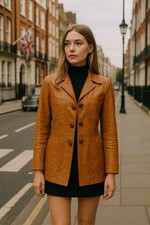 Vtg leather blazer womens - leather,