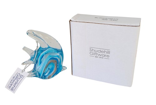 Boxed blue glass angel - boxed,