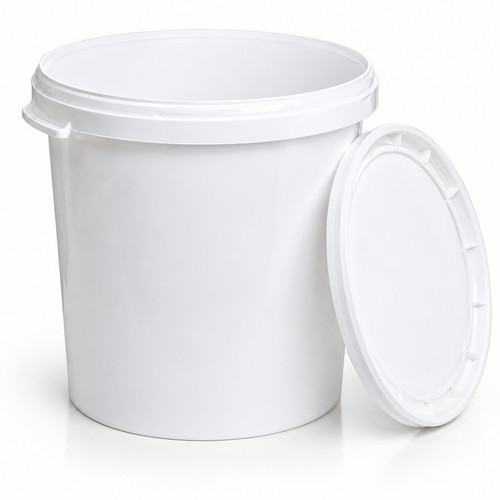 25l white storage bucket - white, with