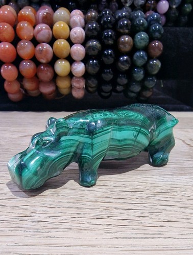 Malachite crystal hippo - malachite,