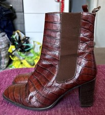 Womens Heeled Boots Brown Faux Snakeskin ESINO Trickers International UK Size 5