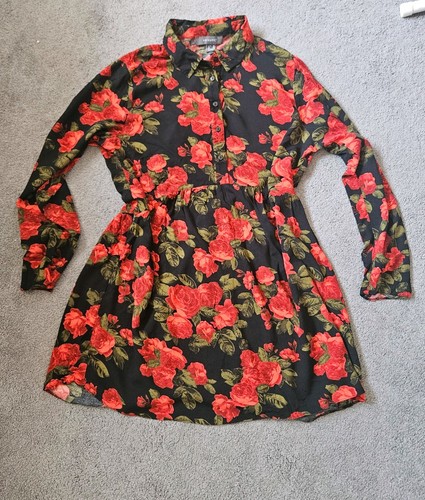 Primark black red green floral - red,
