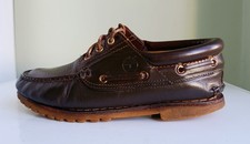 Timberland Mens Boat Shoes Size 8 Classic 3 Eye Deck  Shoe Brown Leather