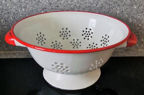 White red enamel vintage - &,