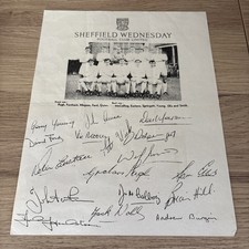 Sheffield Wednesday Printed Autograph Sheet c1960s