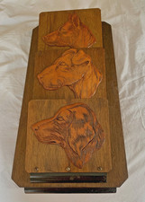 Antique Art Deco Embossed Wood Letter Rack Featuring Dog Breeds