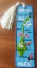 Norge ?? Norway Blue Fabric Bookmark VGC! B117
