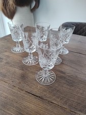 Set Of Six Gorgeous Vintage Cut Glass Pinwheel Sherry Glasses