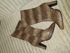 ladies brown mix Snakeskin faux Leather mid Calf boots BODYFLIRT sz eur41 BNWOB