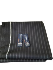 Guabello Fabric Super 150s Suit Material 300cm Black Striped Wool