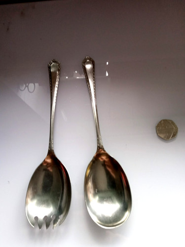 Vintage pair serving spoons - pair, of