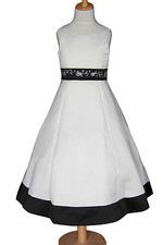 IVORY WHITE BLACK FLOWER GIRLS DRESS BRIDESMAID PAGEANT DRESS WEDDING PARTY 