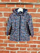 H&M COAT AGE 2-3 YEARS NAVY FLORAL LIGHT HOODED SPRING MAC JACKET ZIP 98CM GIRLS