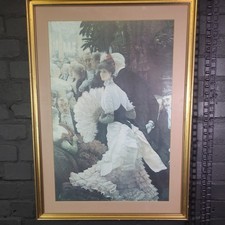 THE RECEPTION L'AMITIEUS - JAMES J J TISSOT, Lg Vintage Print in wooden frame.