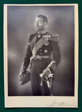 Antique Royal Facsimile Autograph & Photo King George V in Military Uniform