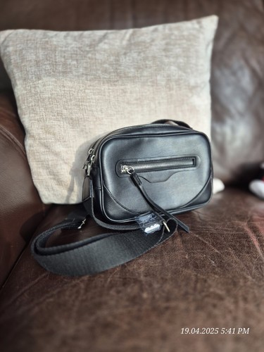 Small black faux - black, leather