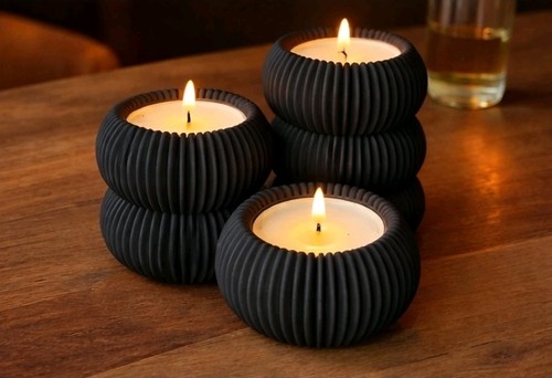 Set ribbed led tealight - ribbed,