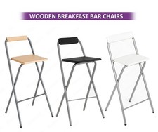 Breakfast Foldable Soft Padded Bar Stool Wooden Chair Light Weight Home Office  