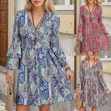 UK Women Floral V Neck Mini