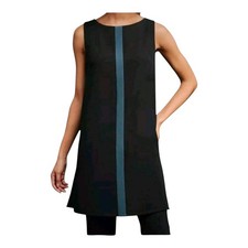 Simon Jersey Longline Sleeveless Beauticians Tunic Size 26 Black And Teal