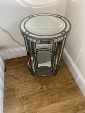 Silver Glass Mirrored Round Side Table