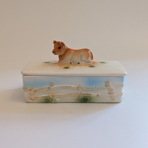 Vintage ceramic cow butter - vintage,