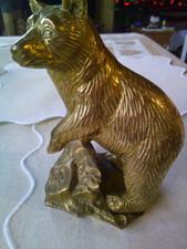 Vintage brass bear standing - brass,