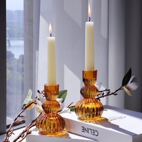 Gourd amber candlestick - gourd,