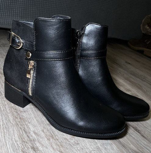 Pavers black leather ankle - black,