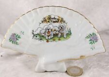 unbranded ceramic ornamental fan featuring Pyrenean mountain dog 3.5" tall dogs