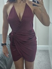 Oh Polly Burgundy Red Backless Wrap Style Dress Size 10